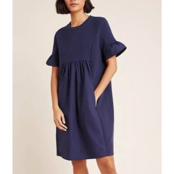 English Factory Dress XS Navy Blue Babydoll T Shirt Short Sleeve Washable NWT - Picture 1 of 15